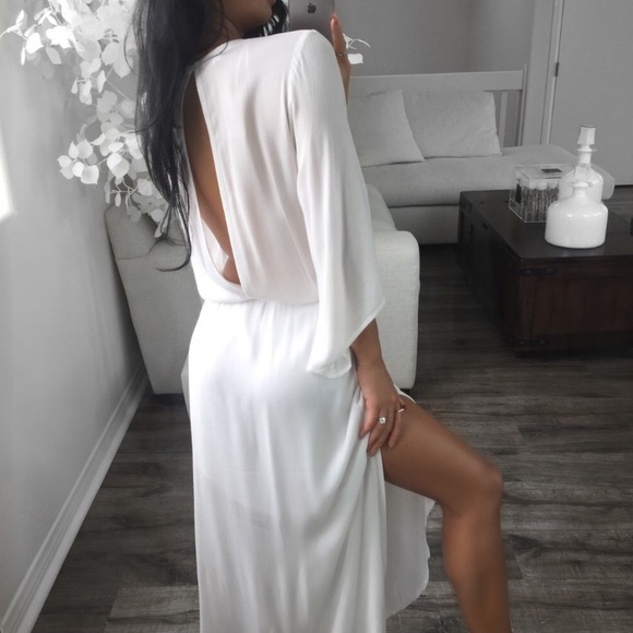 ekAttire DREAMS Flowy Ivory Maxi Swim Coverup S - Picture 4 of 4